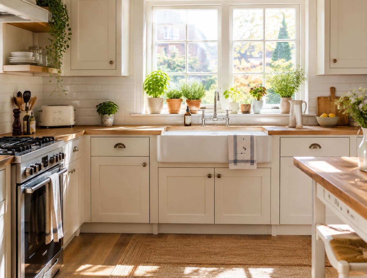 A bright, fully equipped shared kitchen